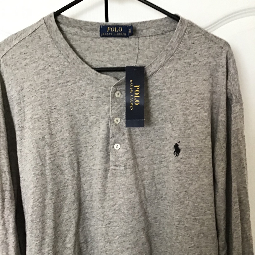 POLO RALPH LAUREN HENLEY BUTTON-UP LONG SLEEVE TEE MENS